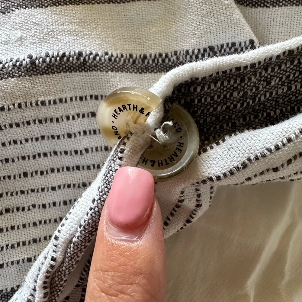 Hearth & Hand Magnolia King Linen Blend Stripe Duvet Cover Farmhouse Neutral - Picture 5 of 9